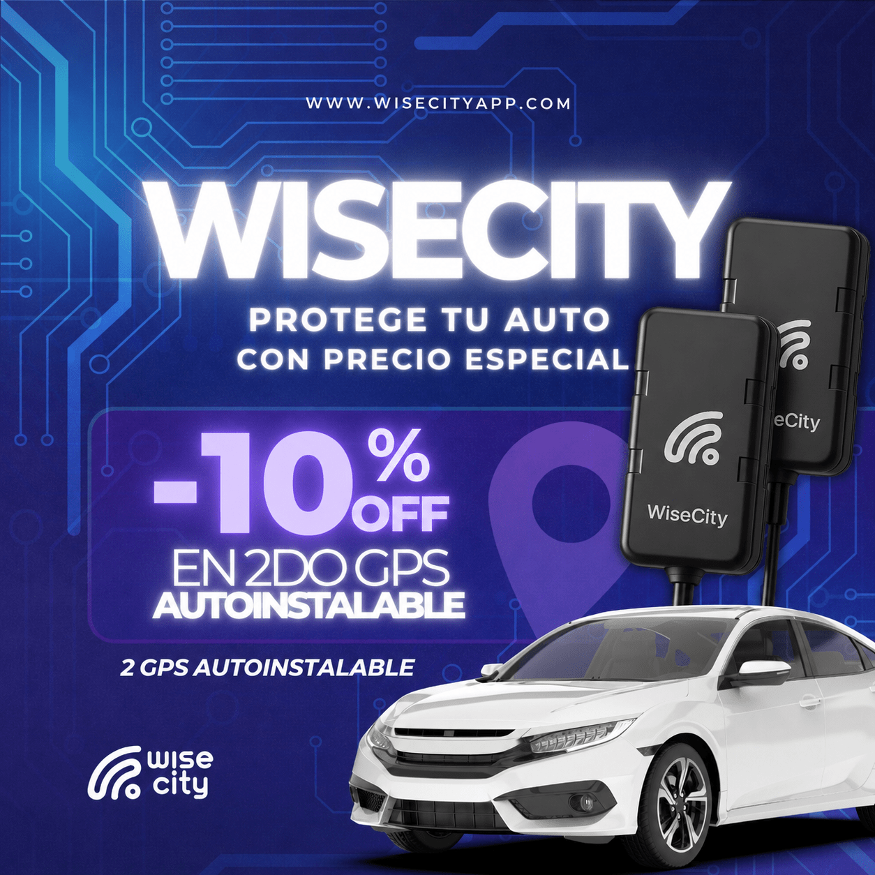 Pack 2 GPS WiseCity Autoinstalables | 10%off en segundo GPS - WiseCity Chile