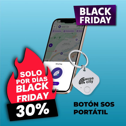 WiseTag Botón SOS Portátil 20%OFF en Plan anual - Oferta Black - WiseCity Chile